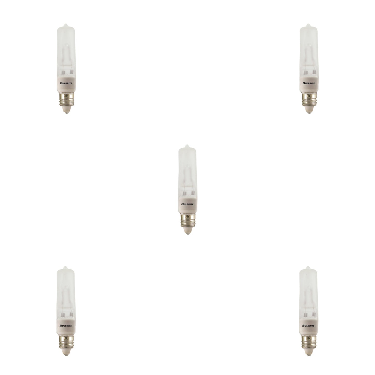 610152 - Dimmable Frost T4 Halogen Mini Candelabra Light Bulb - 150 Watt - 2900K - 5 Pack