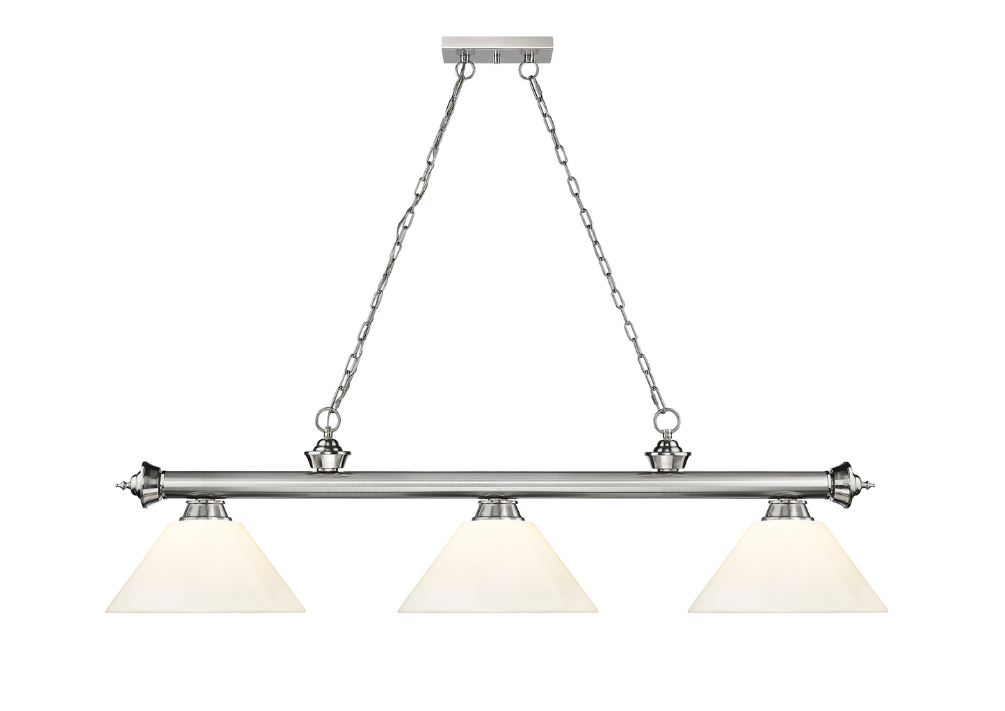 2306-3BN-PWH - Cordon 3 Light 57" Billiard - Brushed Nickel