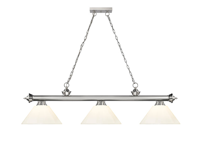 2306-3BN-PWH - Cordon 3 Light 57" Billiard - Brushed Nickel