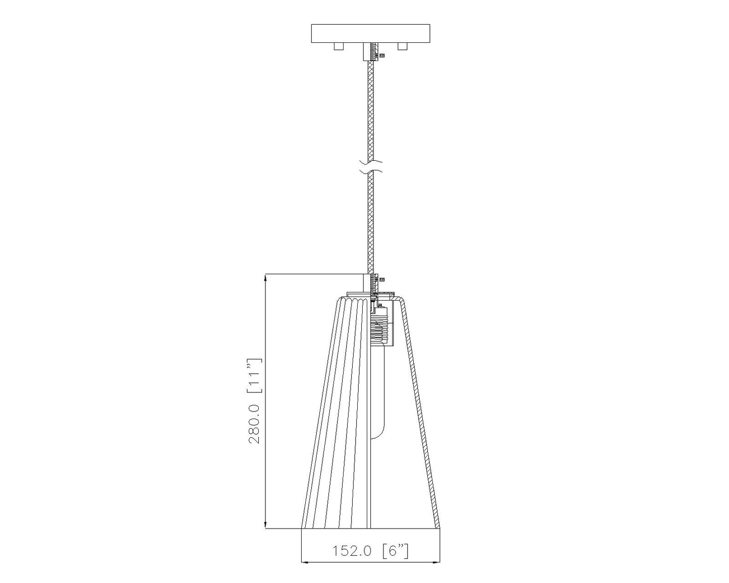 3043P6-MB - Farrell 1 Light 6" Pendant - Matte Black