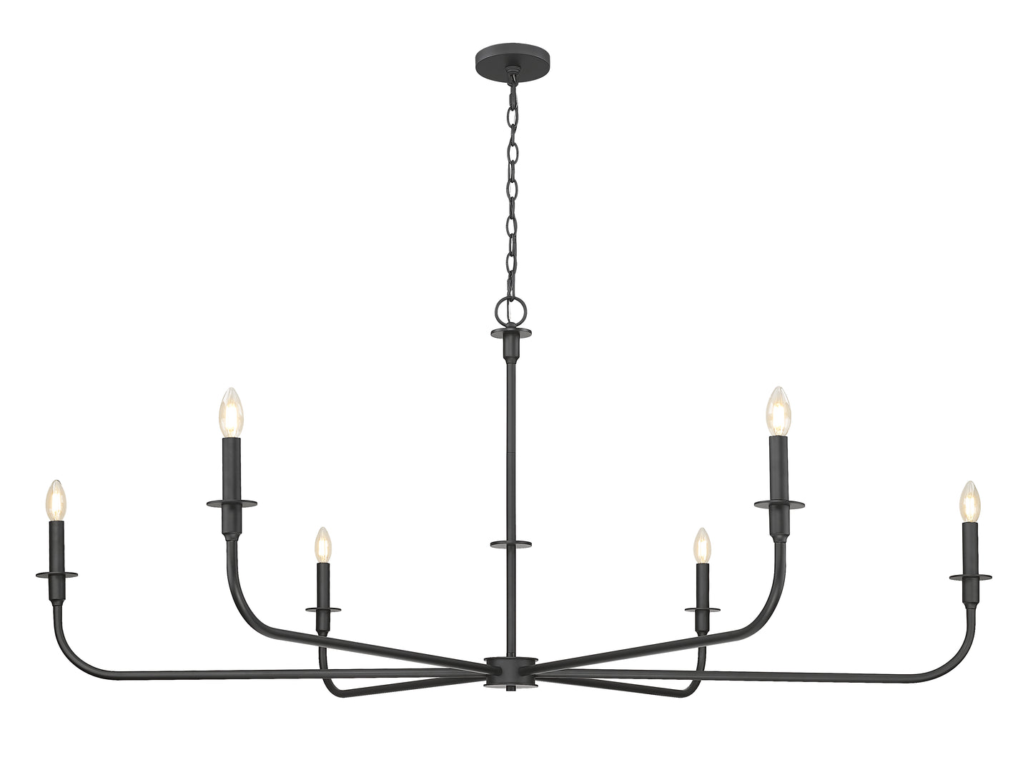 3049-62MB - Tova 6 Light 66" Chandelier - Matte Black