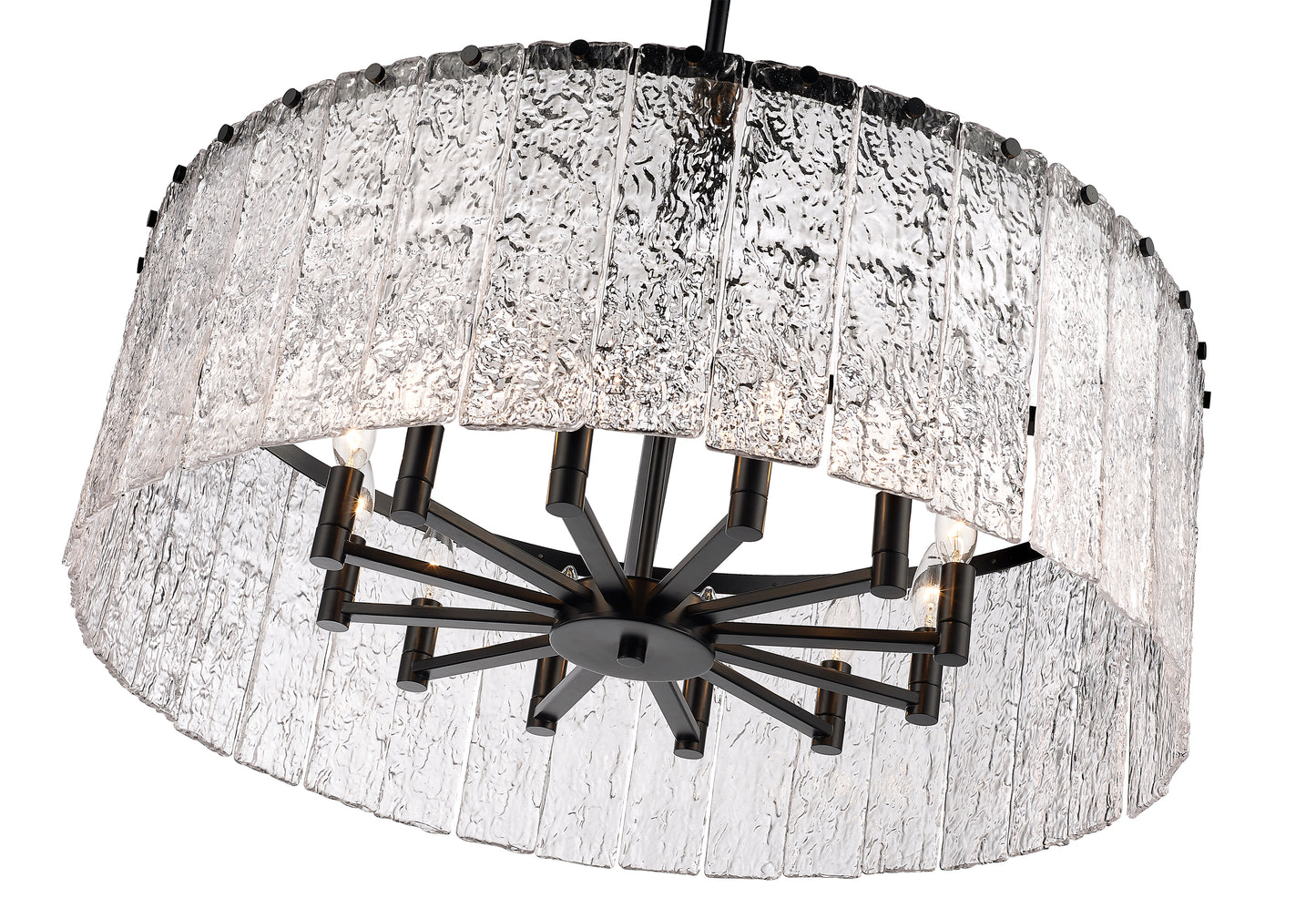 1943P32-MB - Glacier 12 Light 32" Chandelier - Matte Black