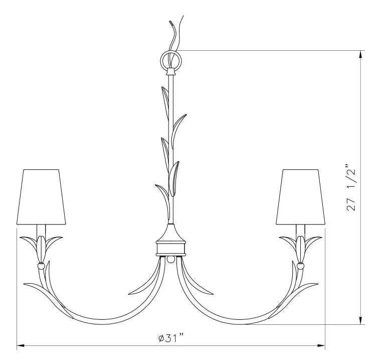 830-31GLF - Aslin 6 Light 31" Chandelier - Gold Leaf