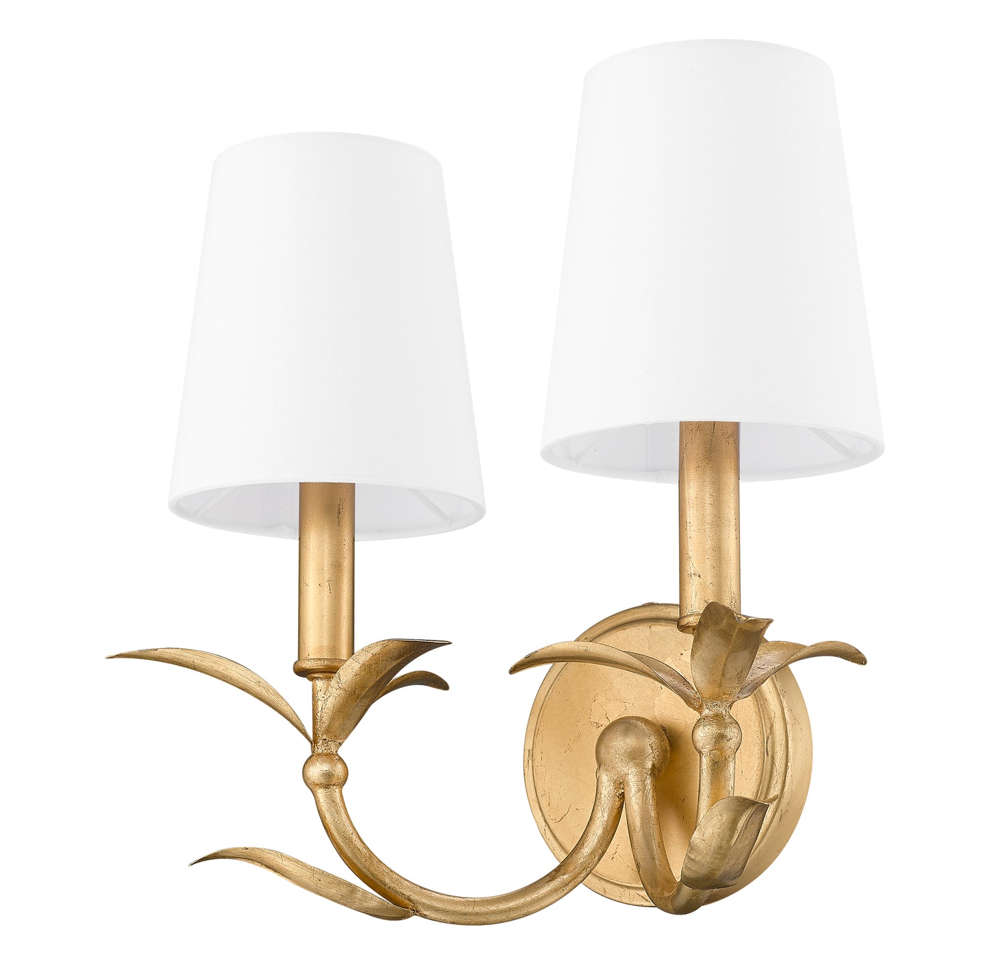 830-2S-GLF - Aslin 2 Light Wall 12" Sconce - Gold Leaf