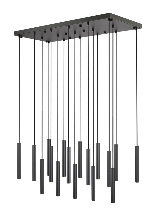 919MP12-17L-MB-LED - Forest 17 Light Linear 42" Chandelier - Matte Black
