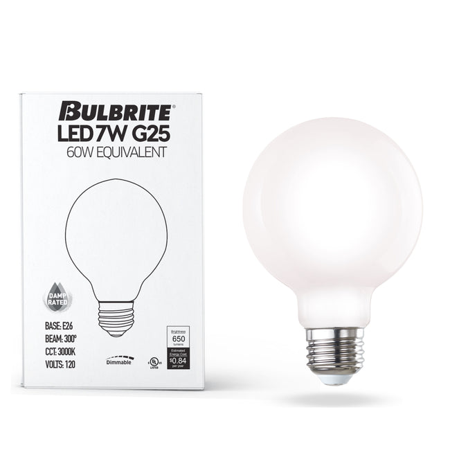 776220 - Dimmable Milky G25 LED Light Bulb - 7.6 Watt - 3000K - 8 Pack