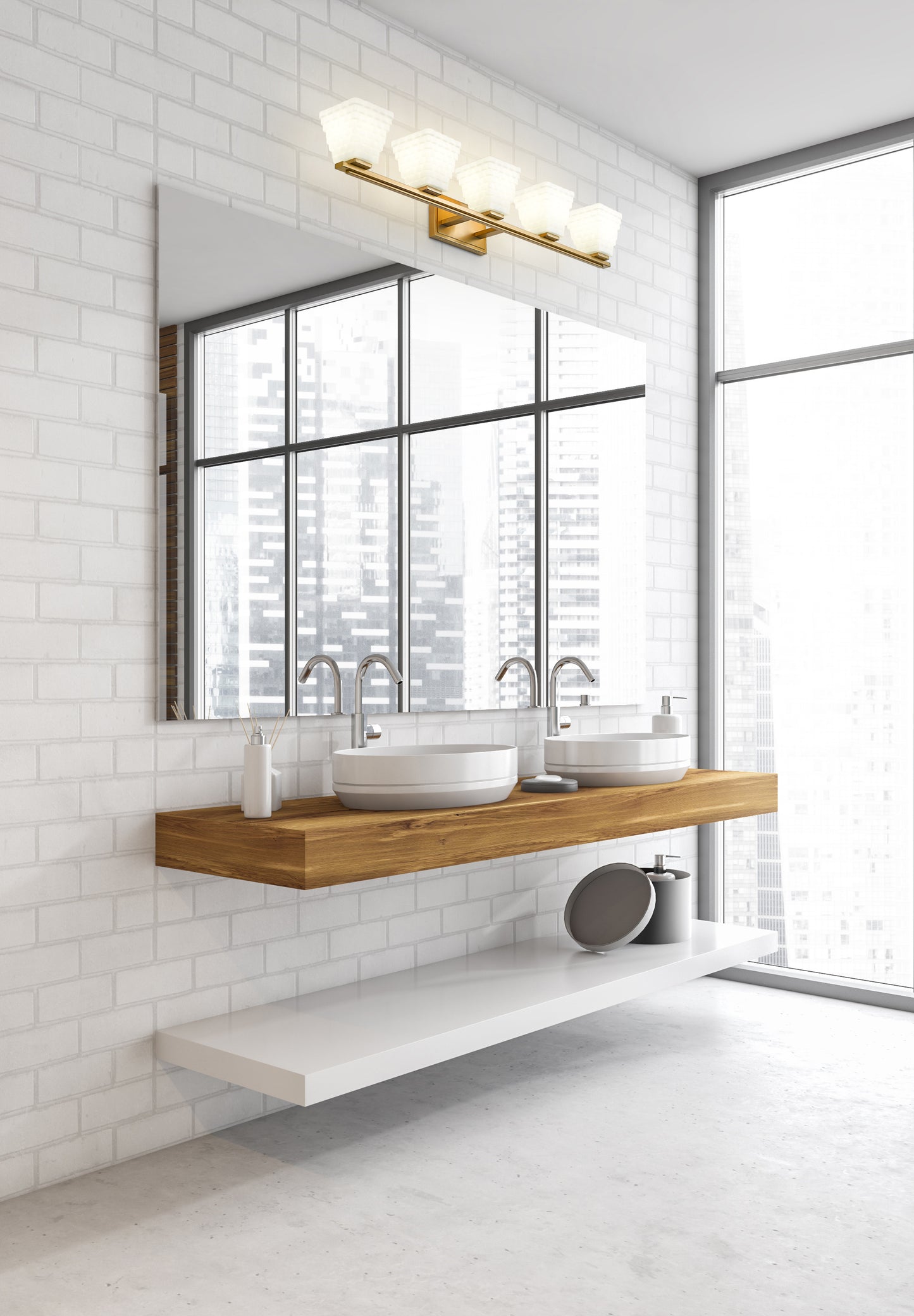7514-5V-MGLD - Annalise 5 Light 42" Vanity - Modern Gold