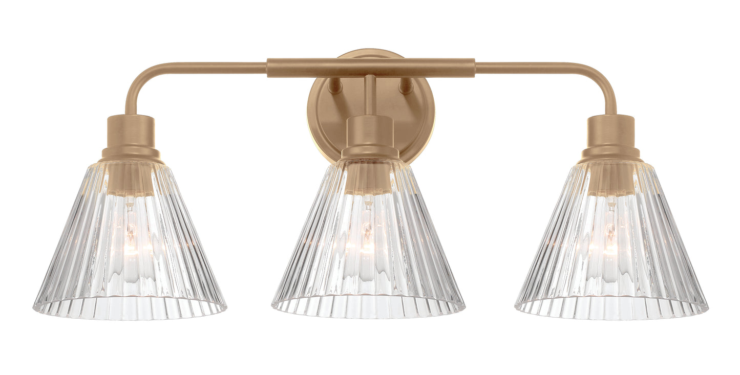 61103-CPZ - Pleated 3 Light 25" Wide Vanity Light - Premium Bronze