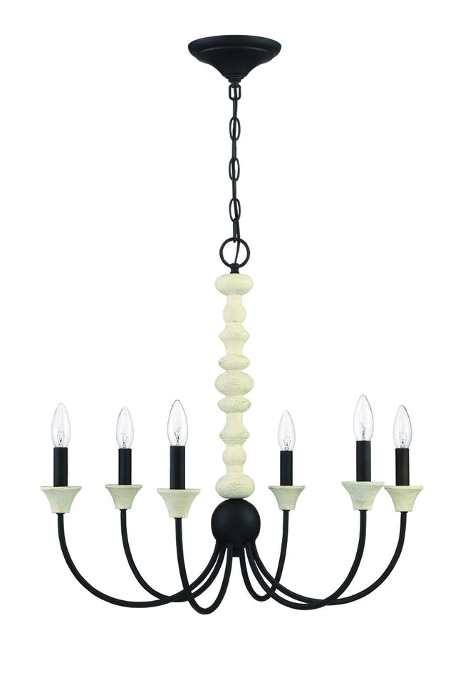 52626-CWESP - Meadow Place 6 Light 24" Wide Chandelier - Cottage White / Espresso
