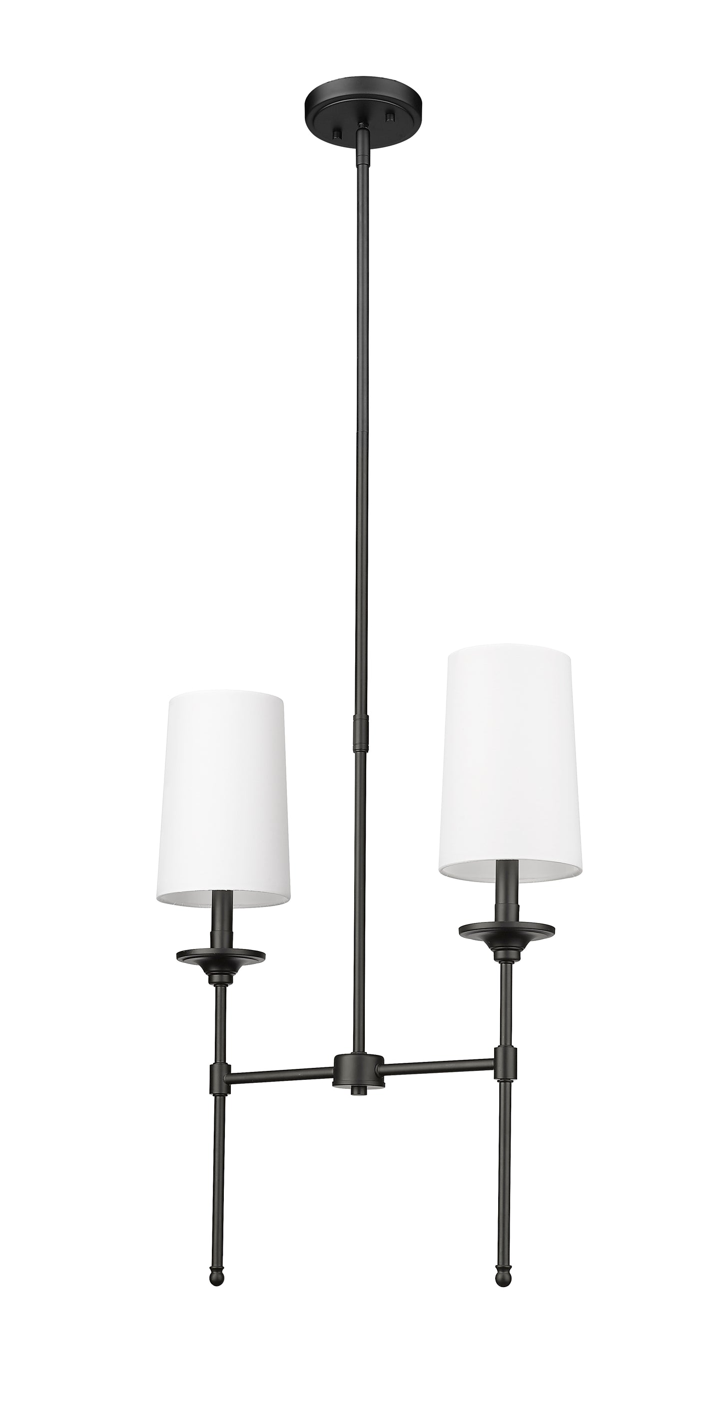 3033-2L-MB - Emily 2 Light Linear 19" Chandelier - Matte Black
