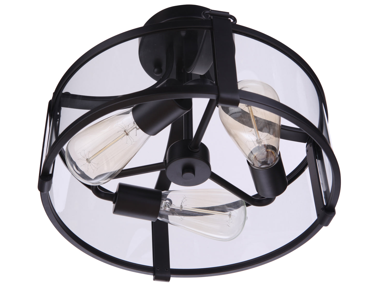 55353-FB - Elliot 3 Light 13" Wide Semi Flush Mount - Flat Black