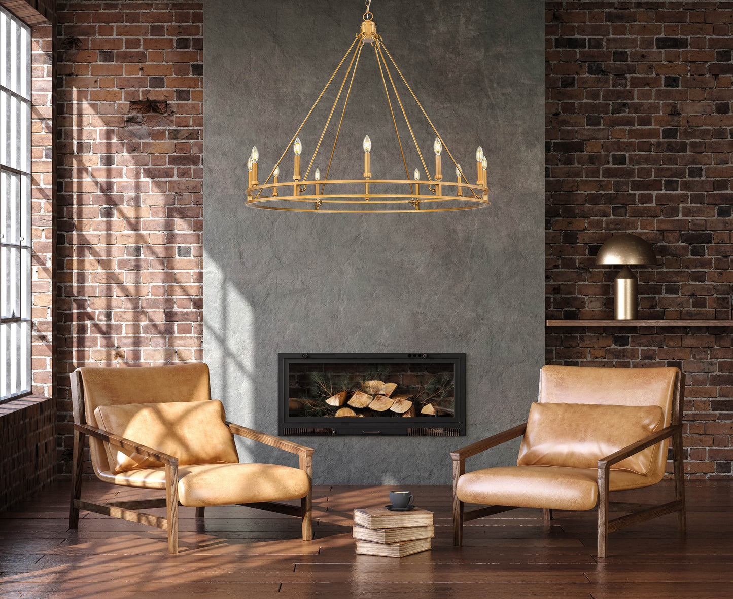 4005-12SBR - Dennison 12 Light 48" Chandelier - Signature Brass