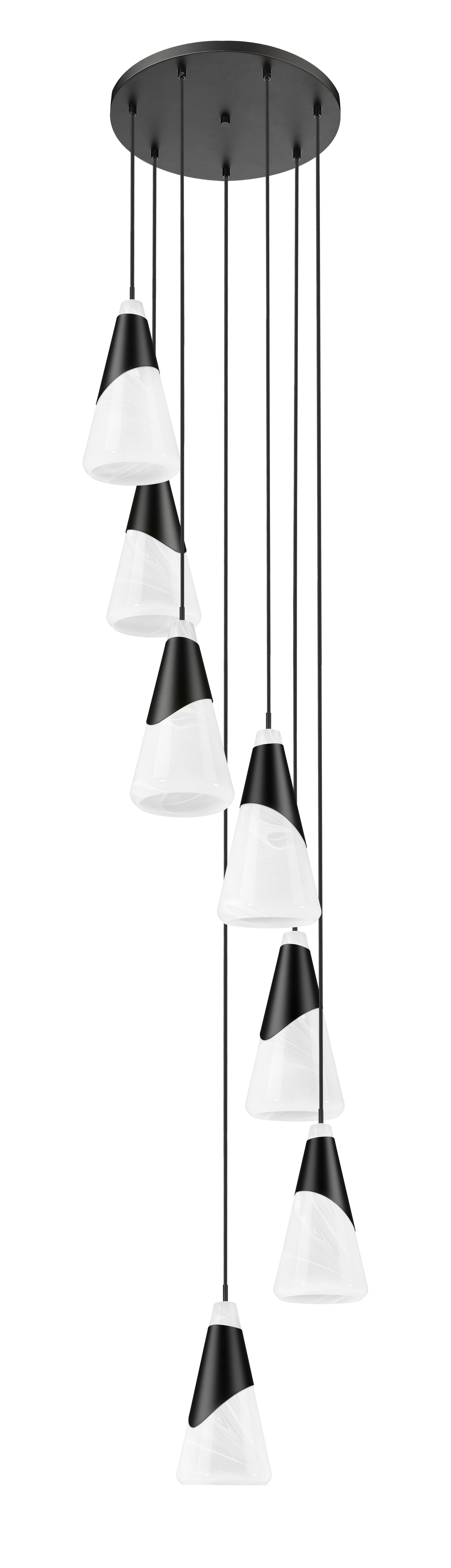 828P7-7R-MB - Aimie 7 Light 18" Chandelier - Matte Black