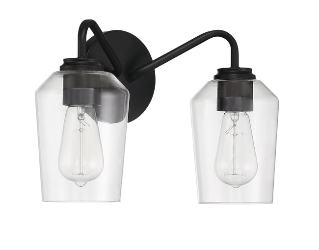 56102-FB - Shayna 2 Light 15" Wide Vanity Light - Flat Black