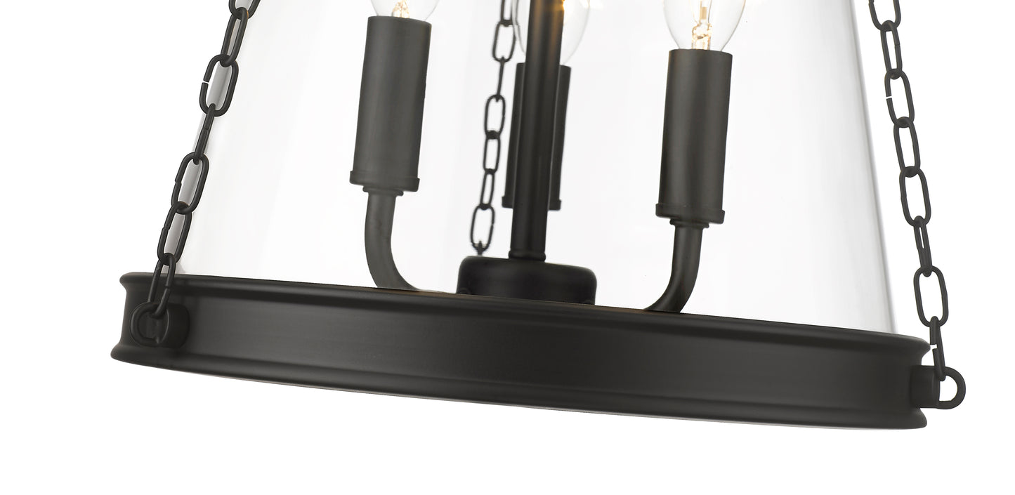 341P12-MB - Prescott 3 Light 12" Pendant - Matte Black