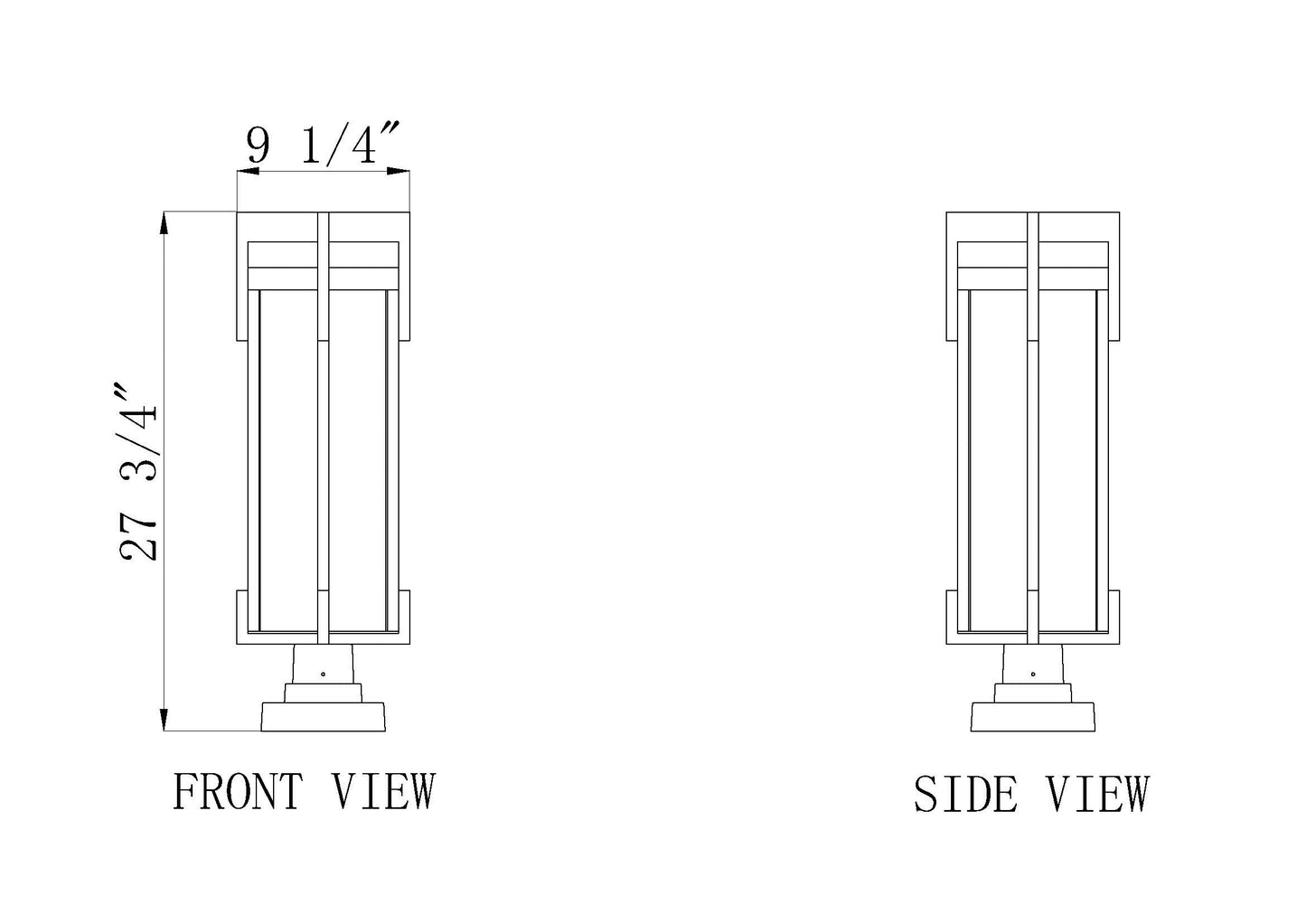 5031PHBS-SQPM-BK - Fortis 2 Light Outdoor Pier Mounted 28" Fixture - Sand Black