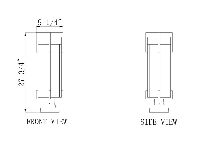5031PHBS-SQPM-BK - Fortis 2 Light Outdoor Pier Mounted 28" Fixture - Sand Black