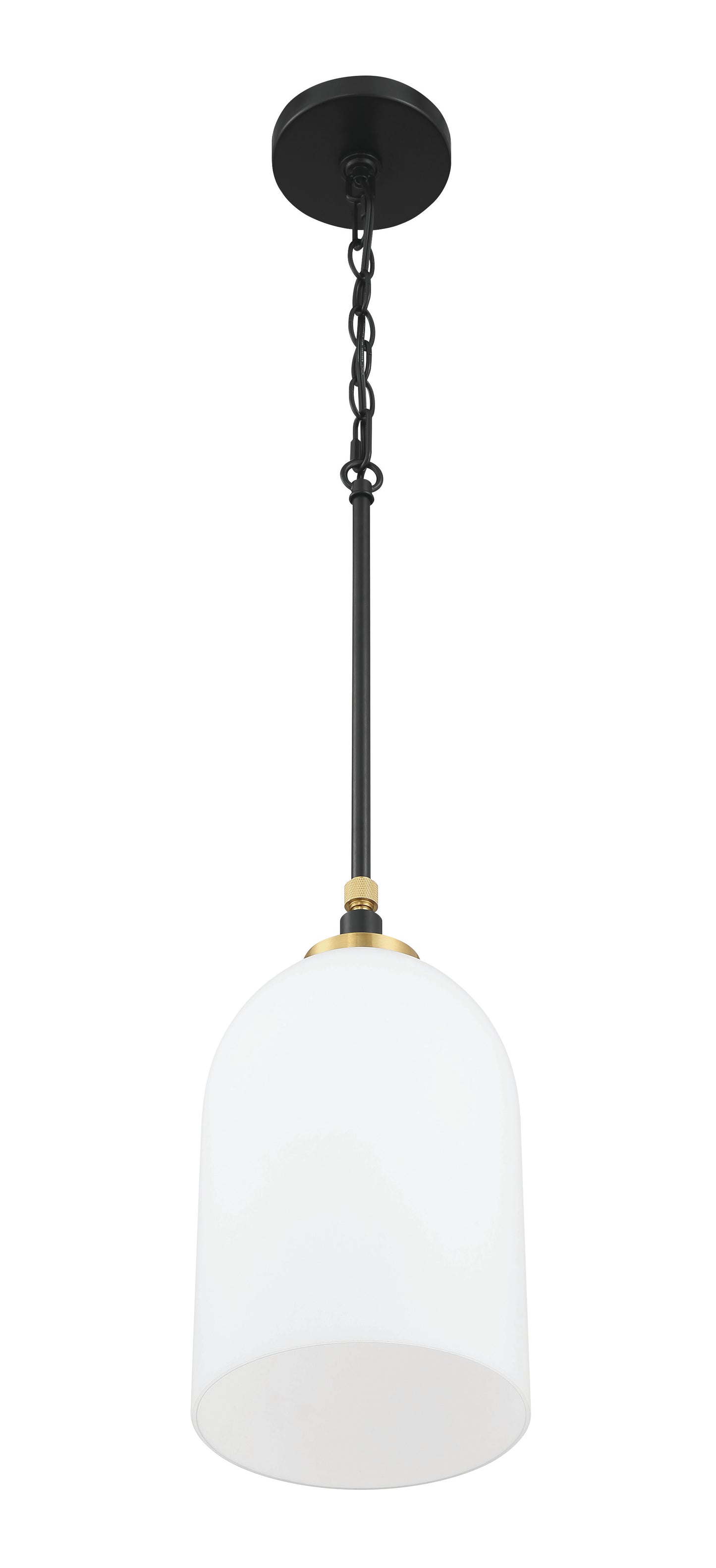 60391-FBSB - Council 1 Light 7" Wide Pendant - Flat Black / Satin Brass