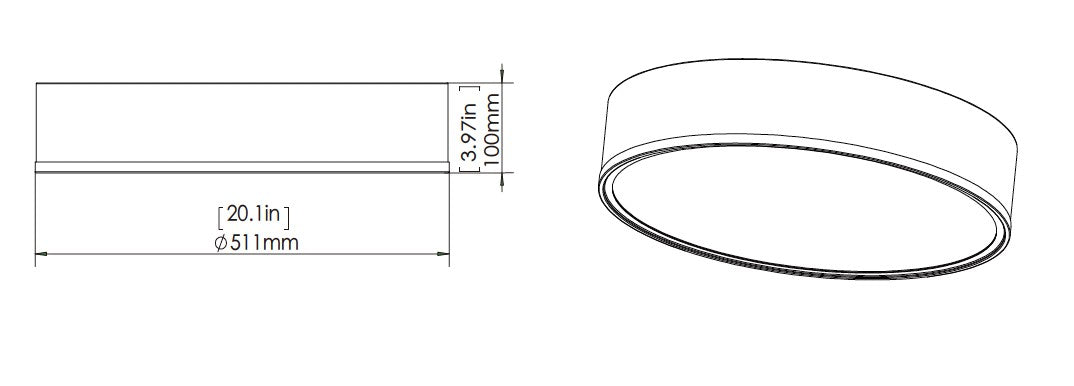 1018F20-MW-MGLD-LED - Bradley 1 Light Flush 20" Mount - Matte White / Modern Gold