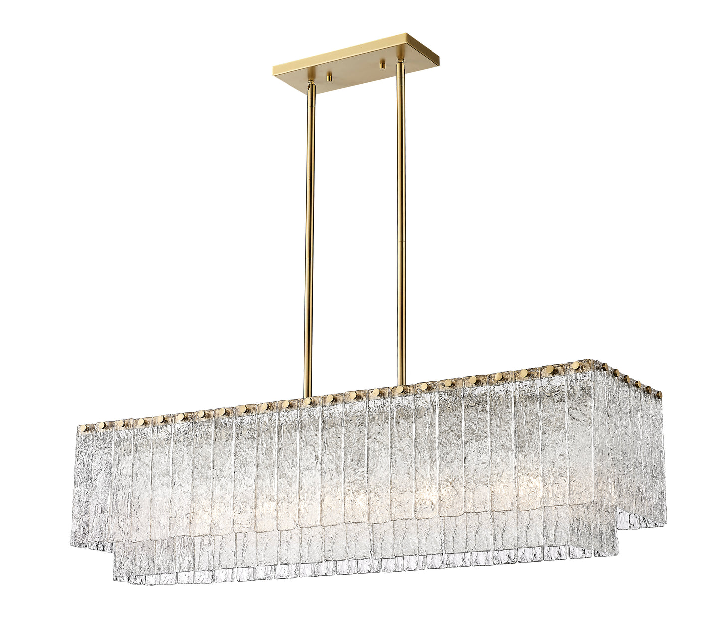 1943-42L-MGLD - Glacier 5 Light Linear 43" Chandelier - Modern Gold