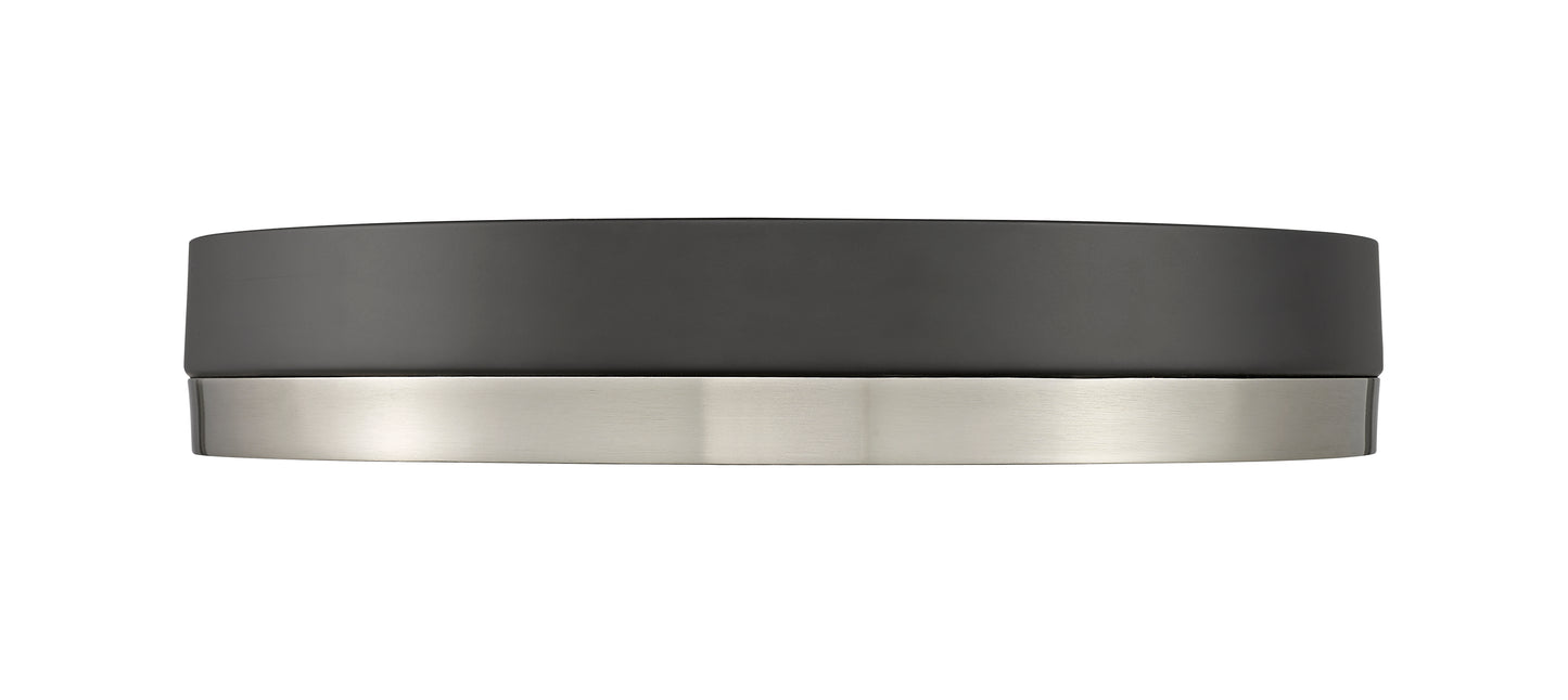 1006F16-MB-BN-LED - Algar 1 Light Flush 16" Mount - Matte Black / Brushed Nickel