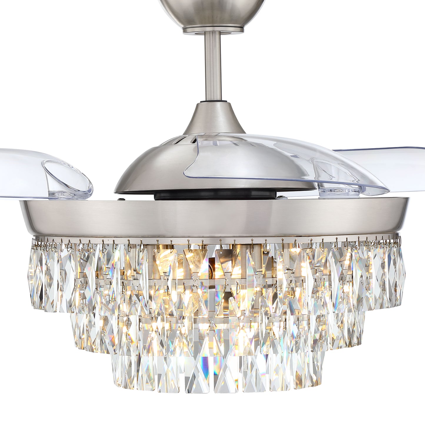 SOF42BNK3 - Sofia 42 Hidden Blades 42" 3 Blade Ceiling Fan with Light Kit - Brushed Nickel
