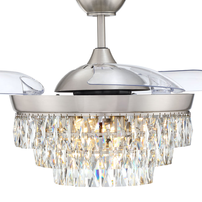SOF42BNK3 - Sofia 42 Hidden Blades 42" 3 Blade Ceiling Fan with Light Kit - Brushed Nickel