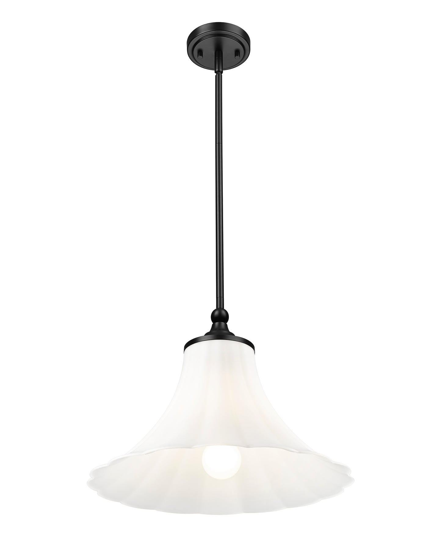 1958P16-MB - Fleur 1 Light 16" Pendant - Matte Black