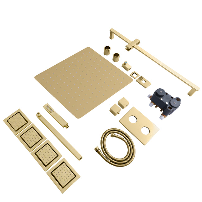 CBY-SHS-T3-CB - Autograph Edition Crystal Bay Thermostatic Shower System with Body Jets in Champagne Bronze