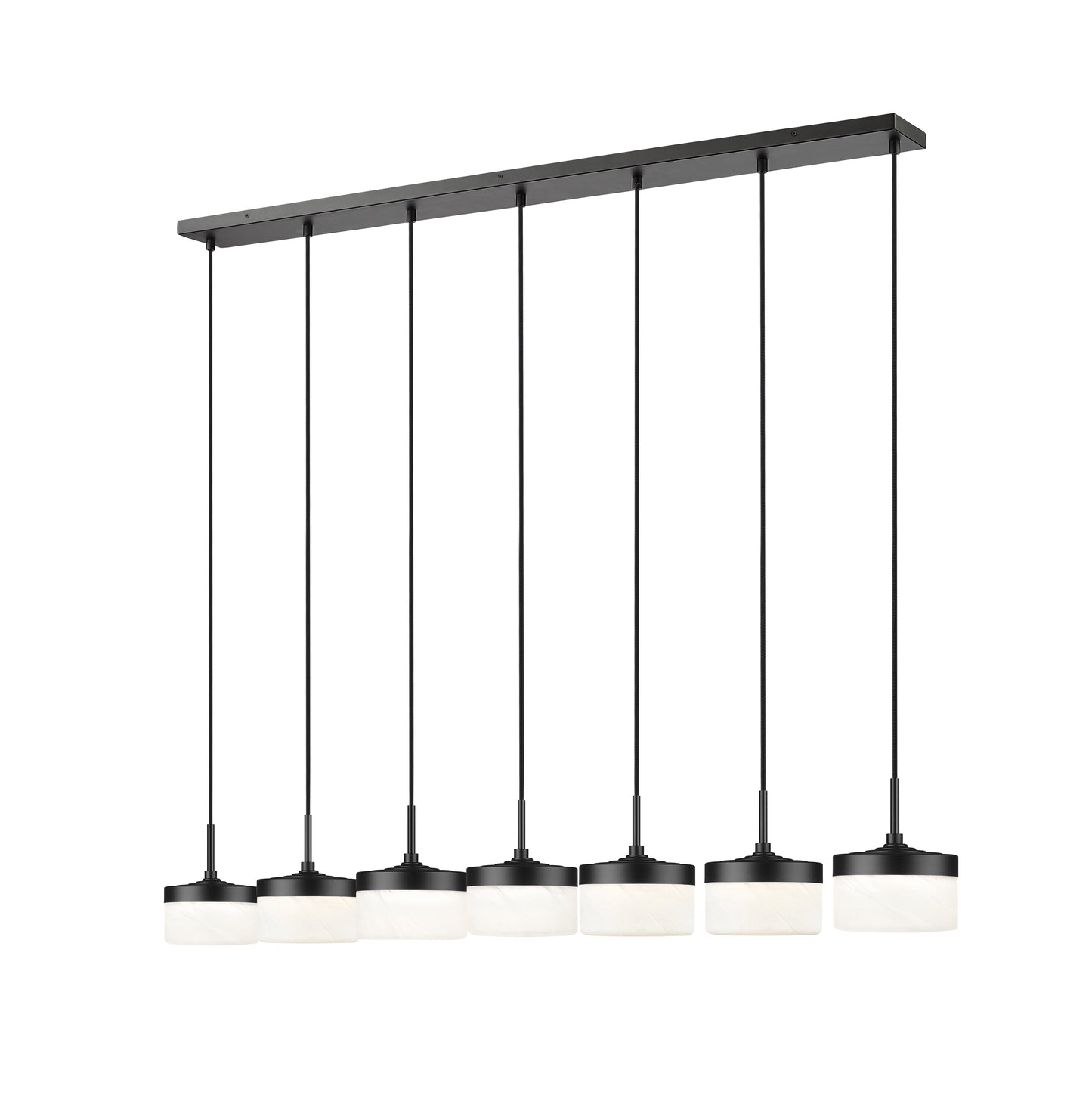 827P6-7L-MB-LED - Renaud 7 Light Linear 59" Chandelier - Matte Black