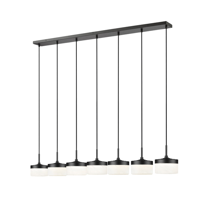 827P6-7L-MB-LED - Renaud 7 Light Linear 59" Chandelier - Matte Black