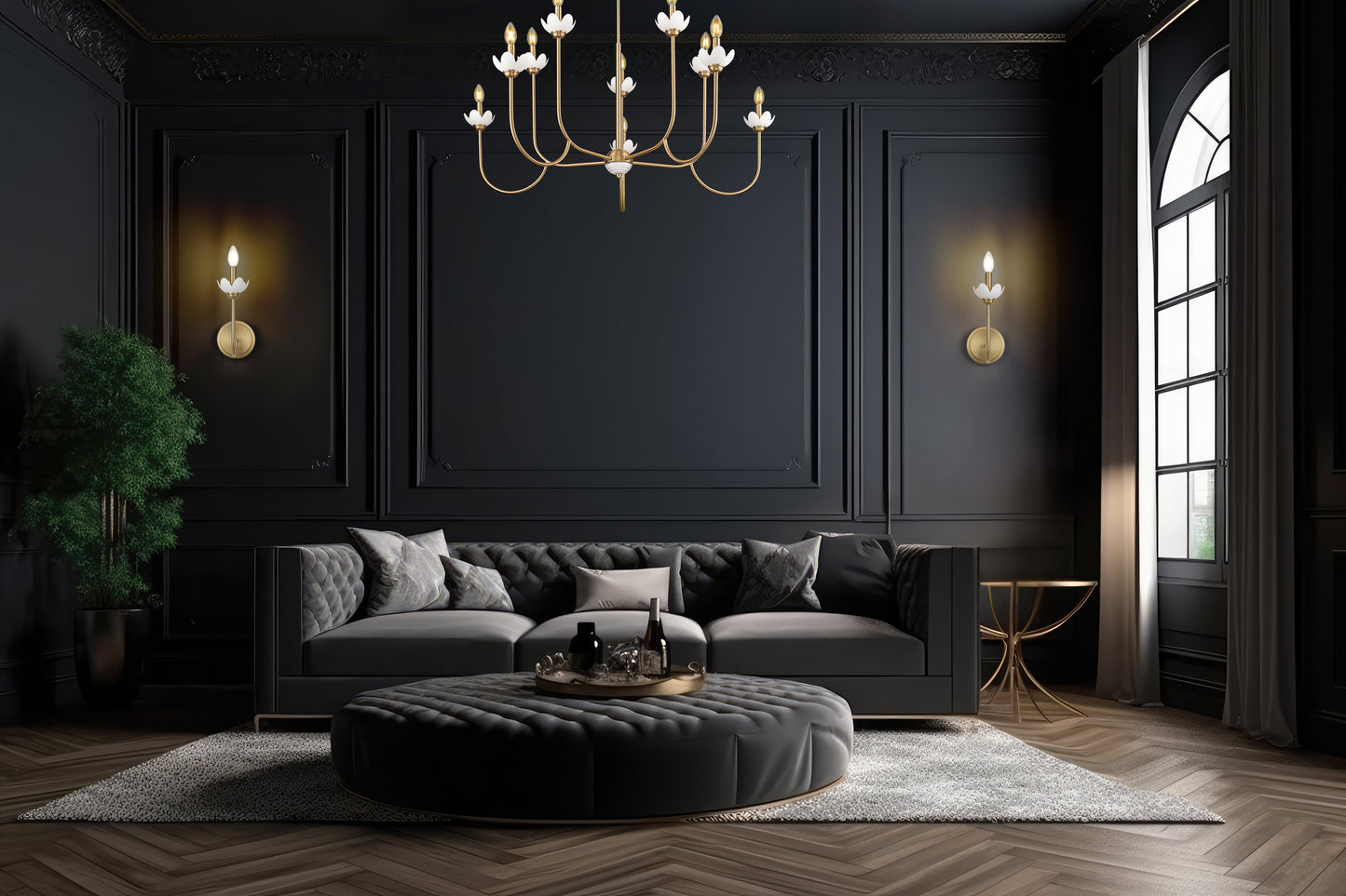 352-10MGLD - Allistair 10 Light 42" Chandelier - Modern Gold