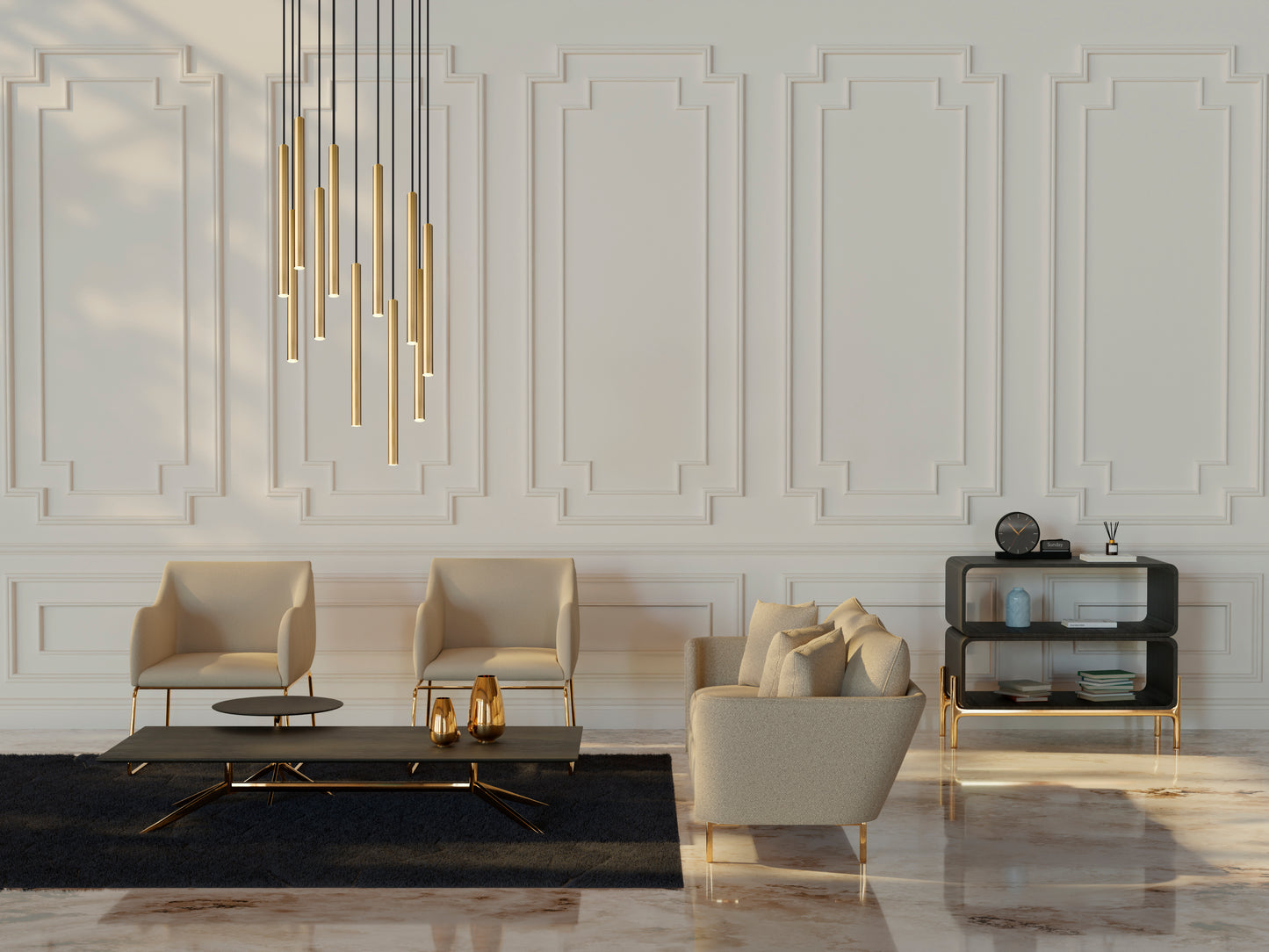 919MP24-11R-MGLD-LED - Forest 11 Light 24" Chandelier - Modern Gold