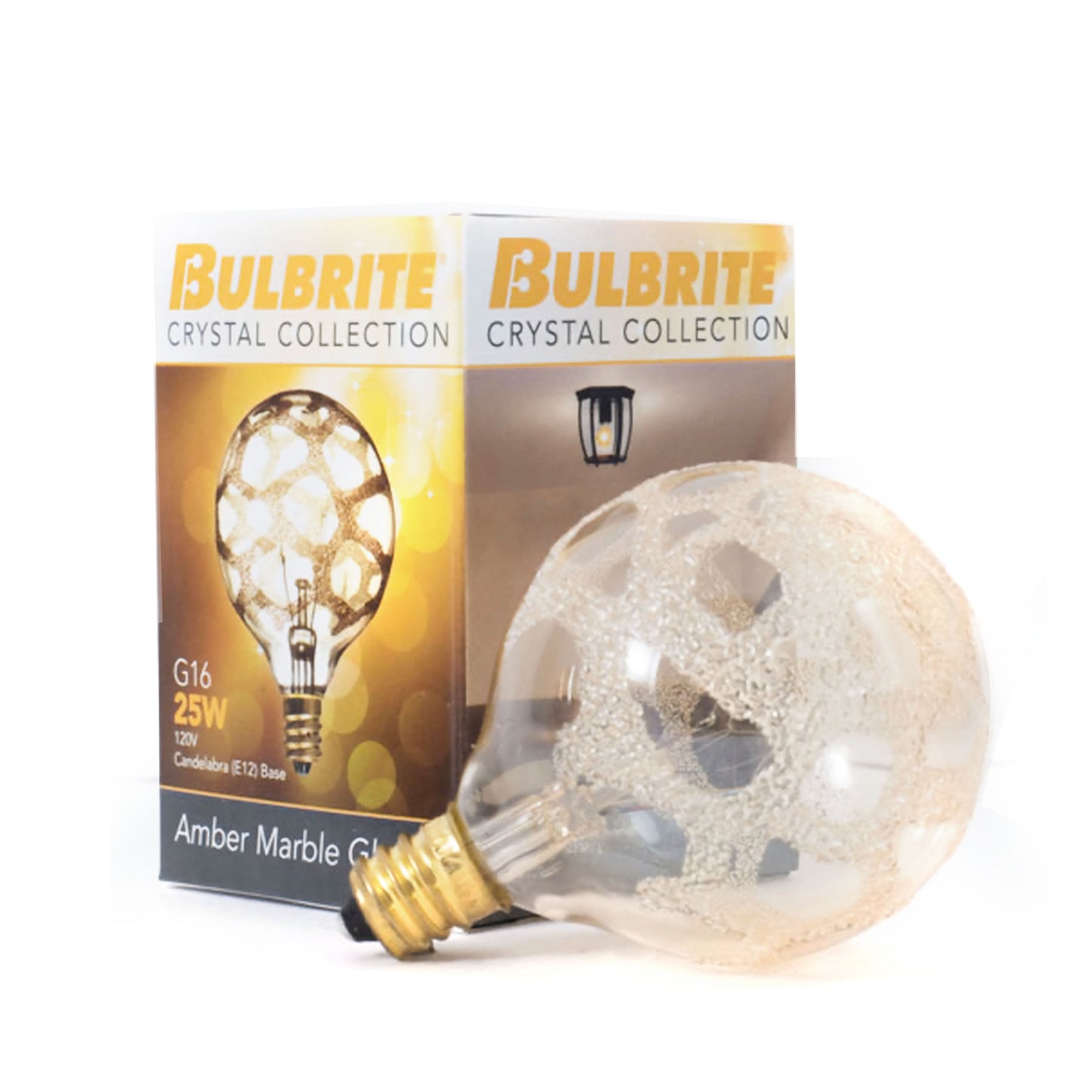 144024 - Dimmable Amber Marble G16.5 Incandescent Candelabra Light Bulb - 25 Watt - 6 Pack