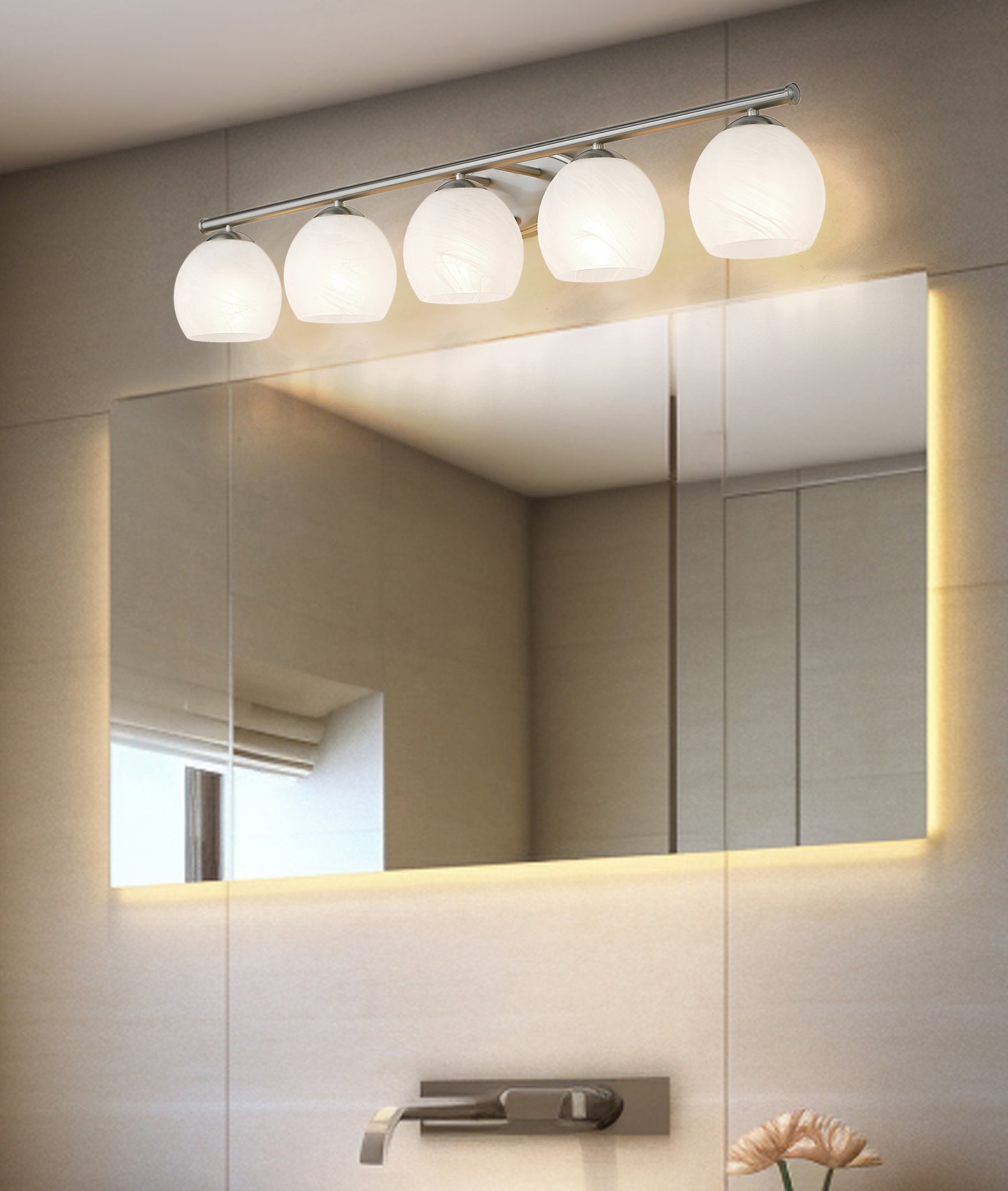 1963-5V-BN - Colette 5 Light 42" Vanity - Brushed Nickel
