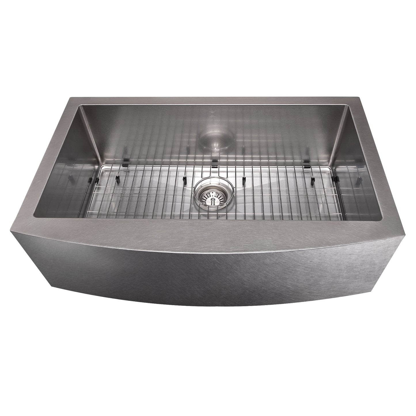 SAS-33S - 33" Vail Farmhouse Apron Mount Single Bowl Satin Stainless Steel Kitchen Sink with Bottom Grid