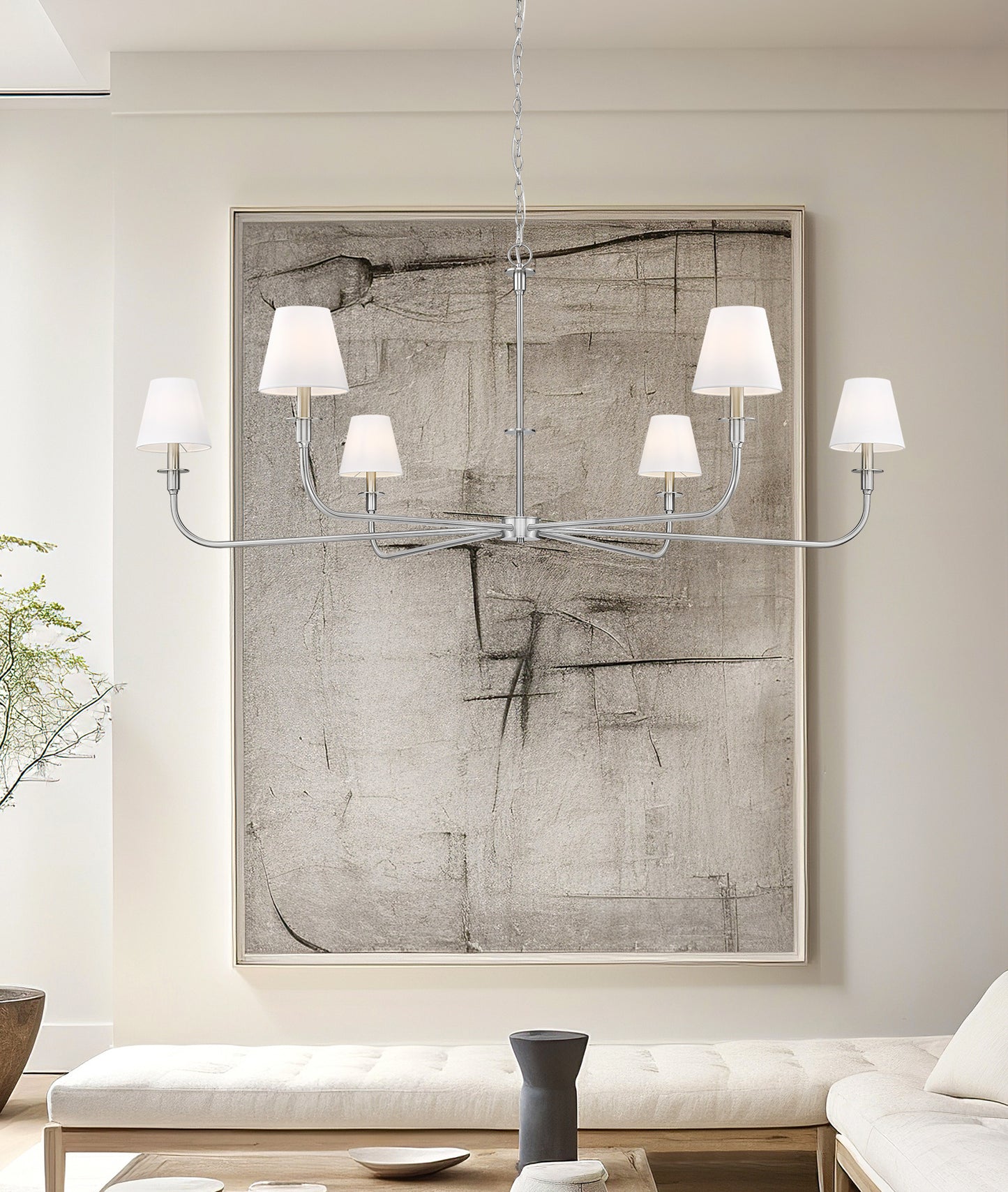 3049-62BN - Tova 6 Light 66" Chandelier - Brushed Nickel
