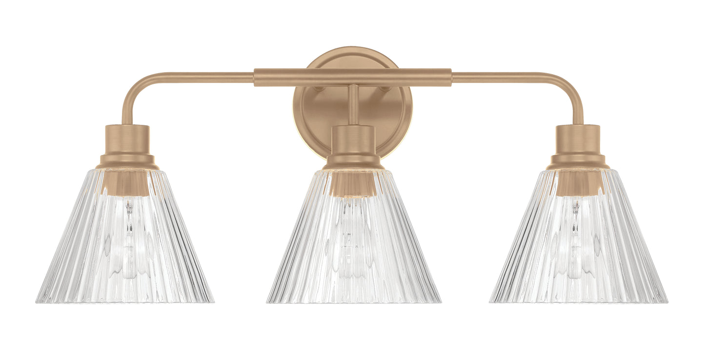 61103-CPZ - Pleated 3 Light 25" Wide Vanity Light - Premium Bronze