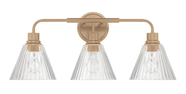 61103-CPZ - Pleated 3 Light 25" Wide Vanity Light - Premium Bronze