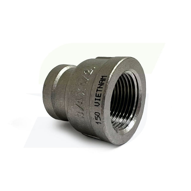 K412-1208 - 3/4" x 1/2" Threaded Reducing Coupling, 304 Stainless Steel