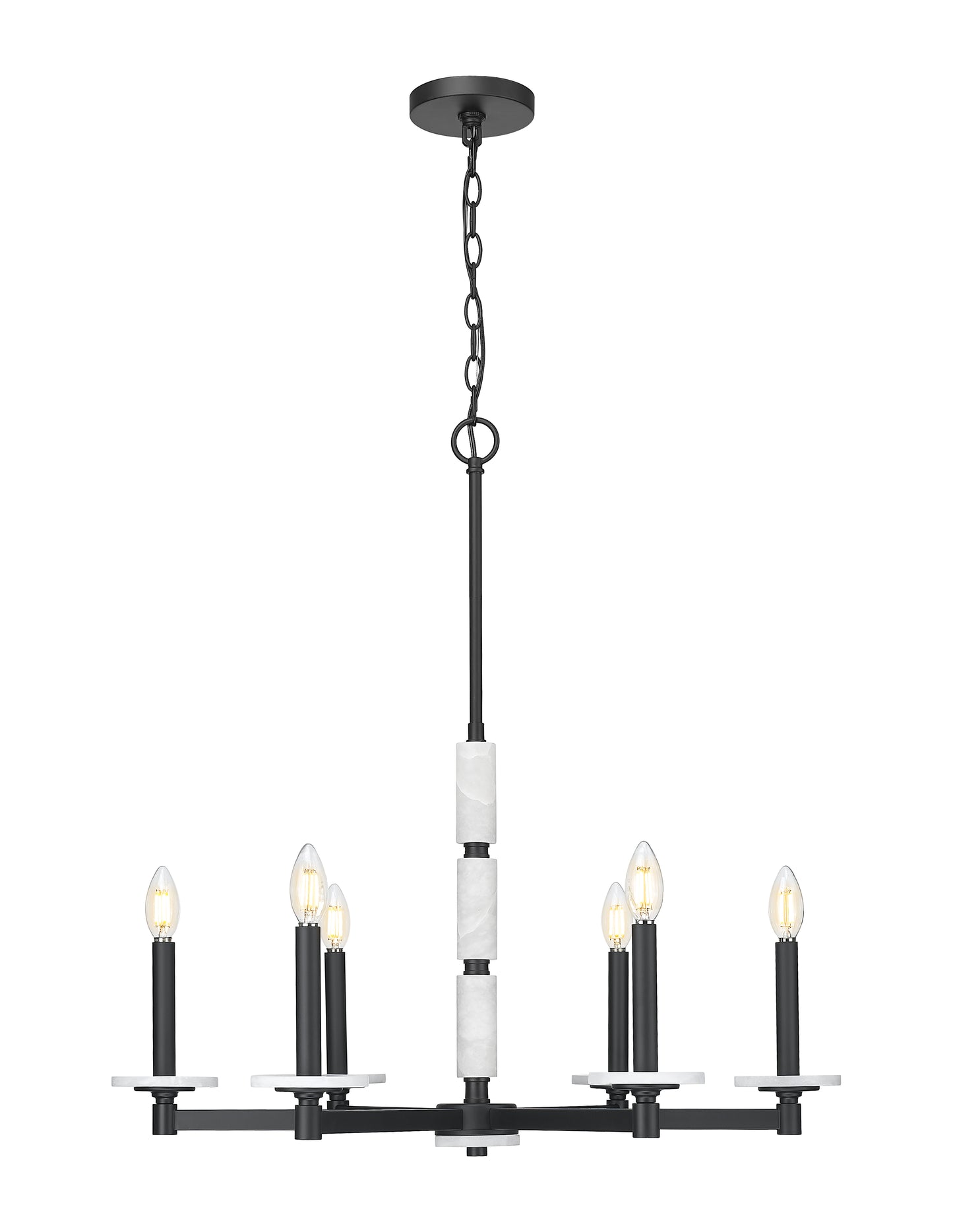 3045-6MB - Kaden 6 Light 28" Chandelier - Matte Black