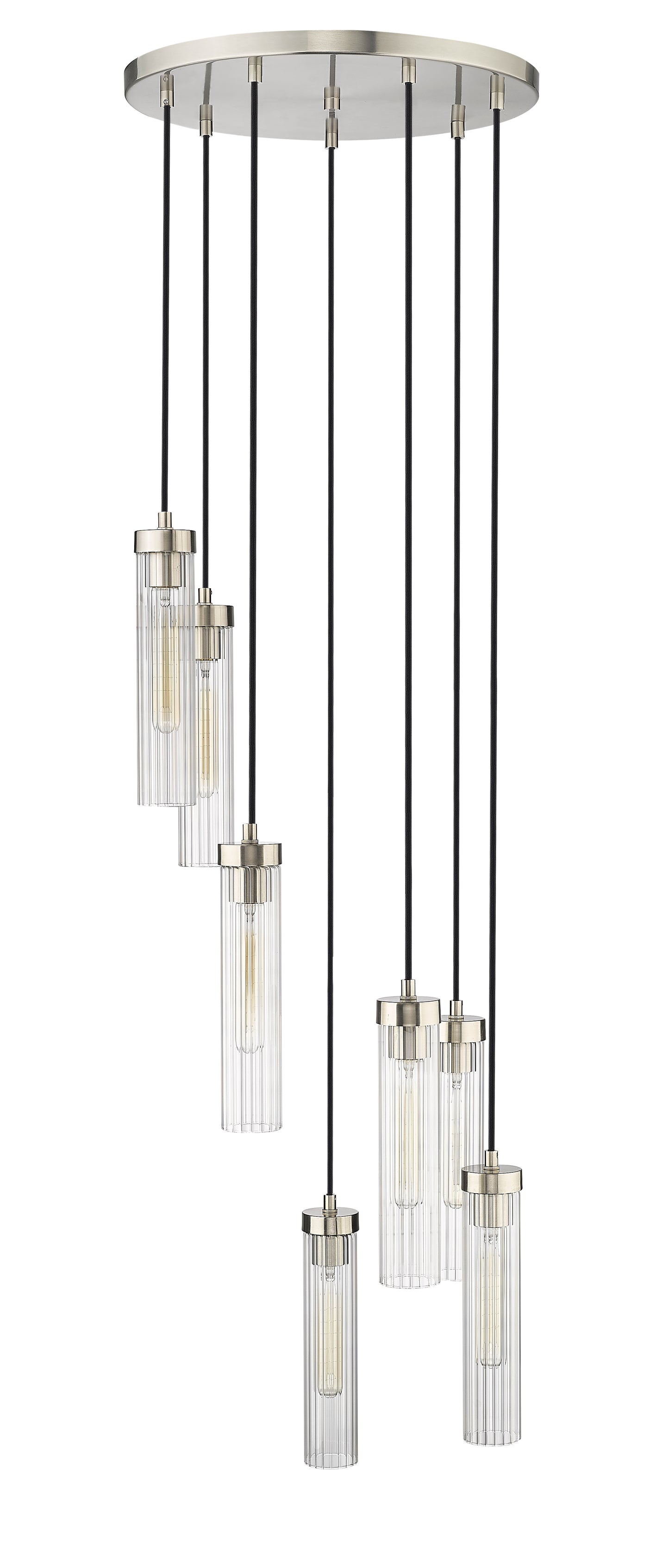 740P-7R-BN - Beau 7 Light 18" Chandelier - Brushed Nickel