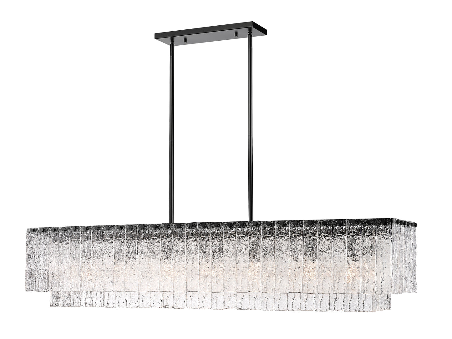 1943-53L-MB - Glacier 7 Light Linear 54" Chandelier - Matte Black