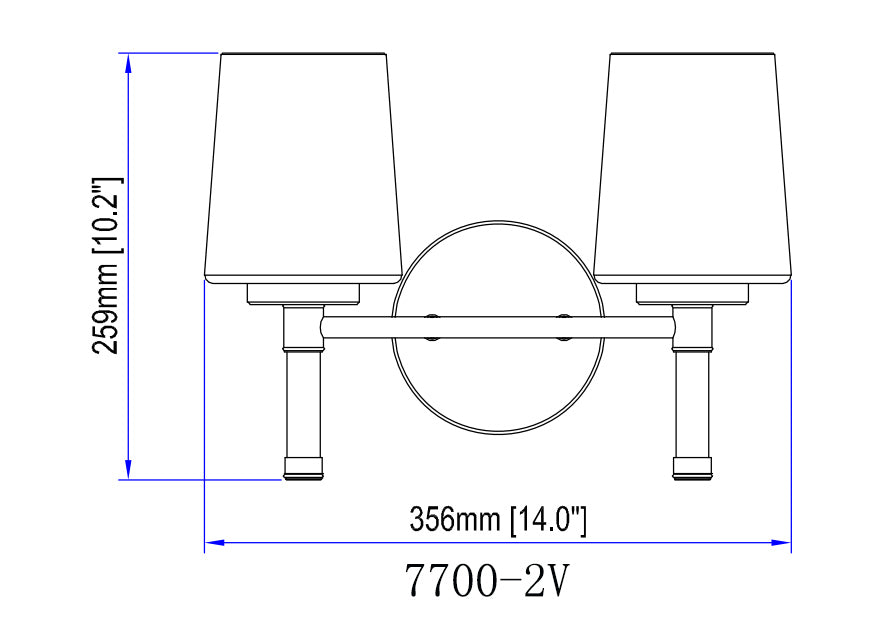 7700-2V-MB - Henri 2 Light 14" Vanity - Matte Black