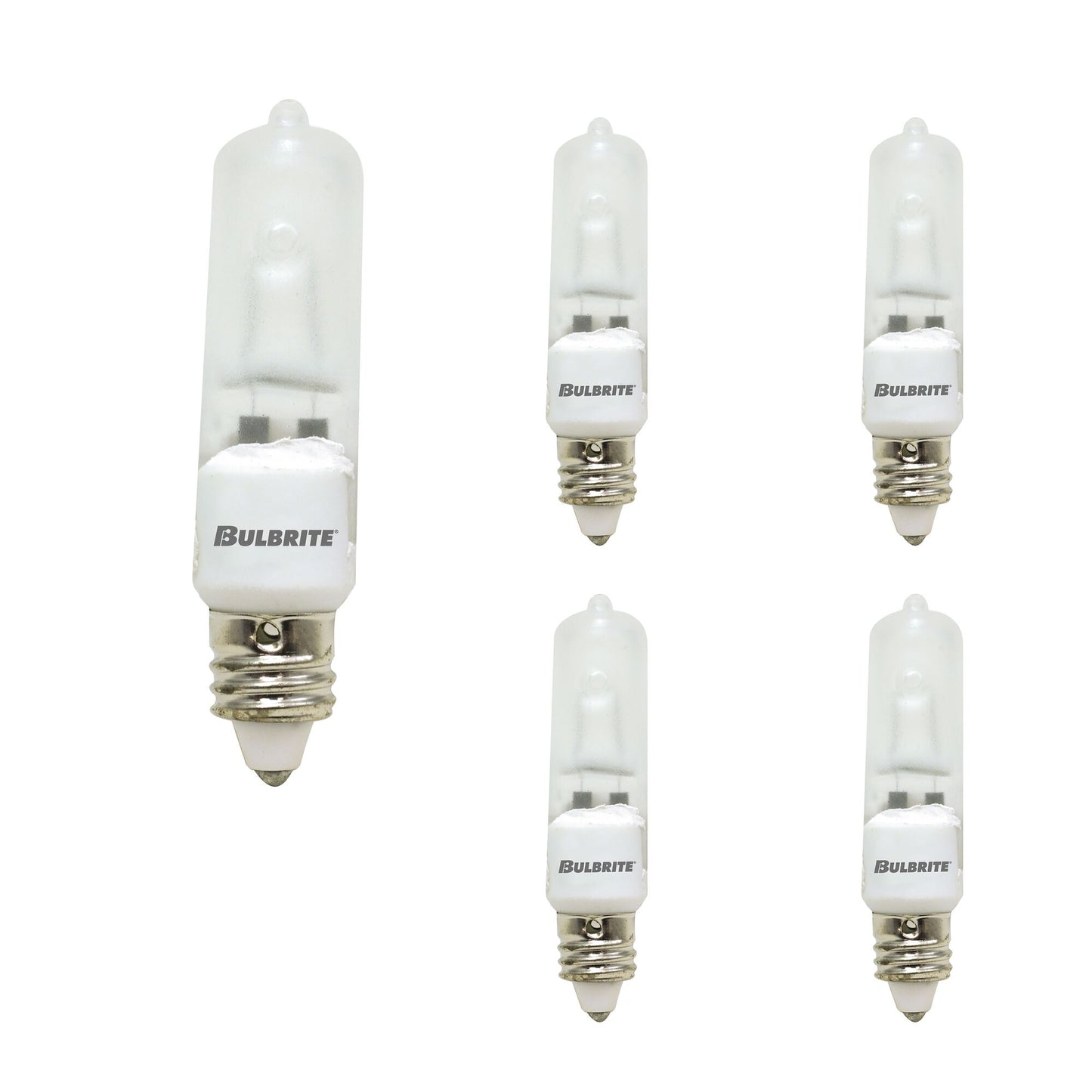 610052 - Dimmable Frost T4 Halogen Mini Candelabra Light Bulb - 50 Watt - 2900K - 5 Pack