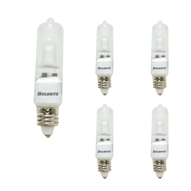 610052 - Dimmable Frost T4 Halogen Mini Candelabra Light Bulb - 50 Watt - 2900K - 5 Pack