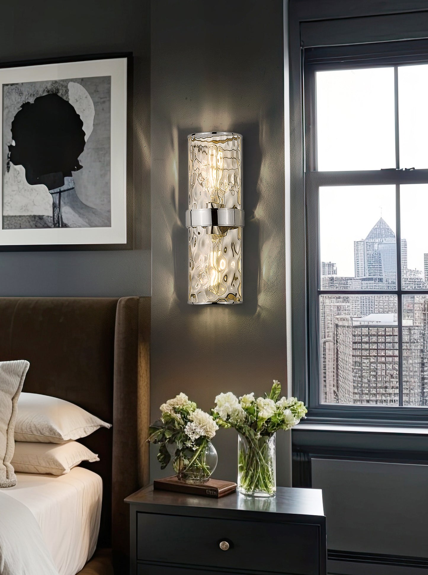 3053-2SL-PN - Meridian 2 Light Wall 18" Sconce - Polished Nickel