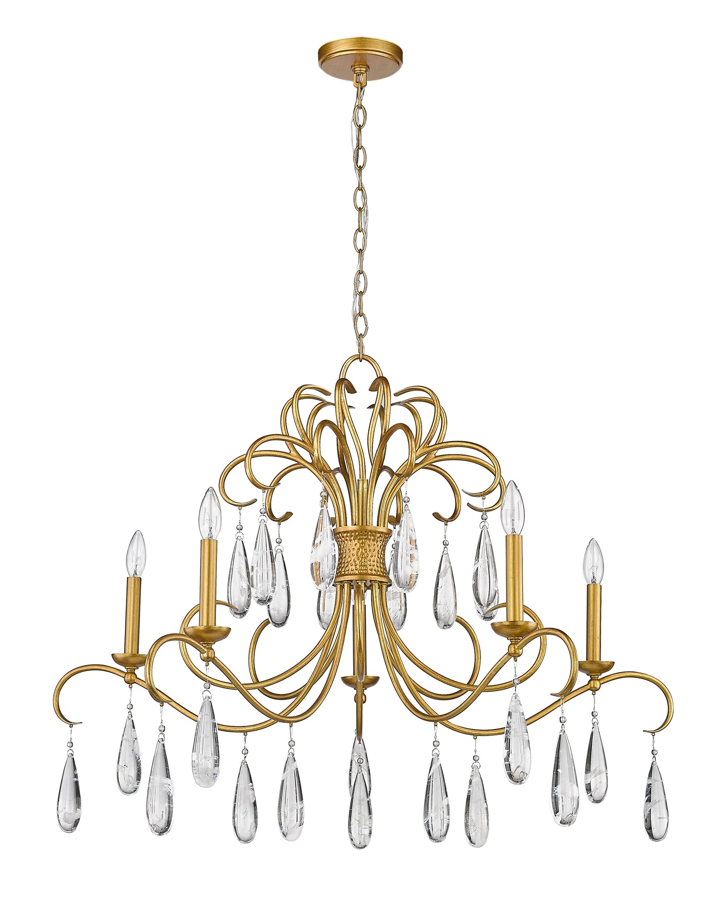 3039-38GG - Amara 5 Light 38" Chandelier - Gilded Gold