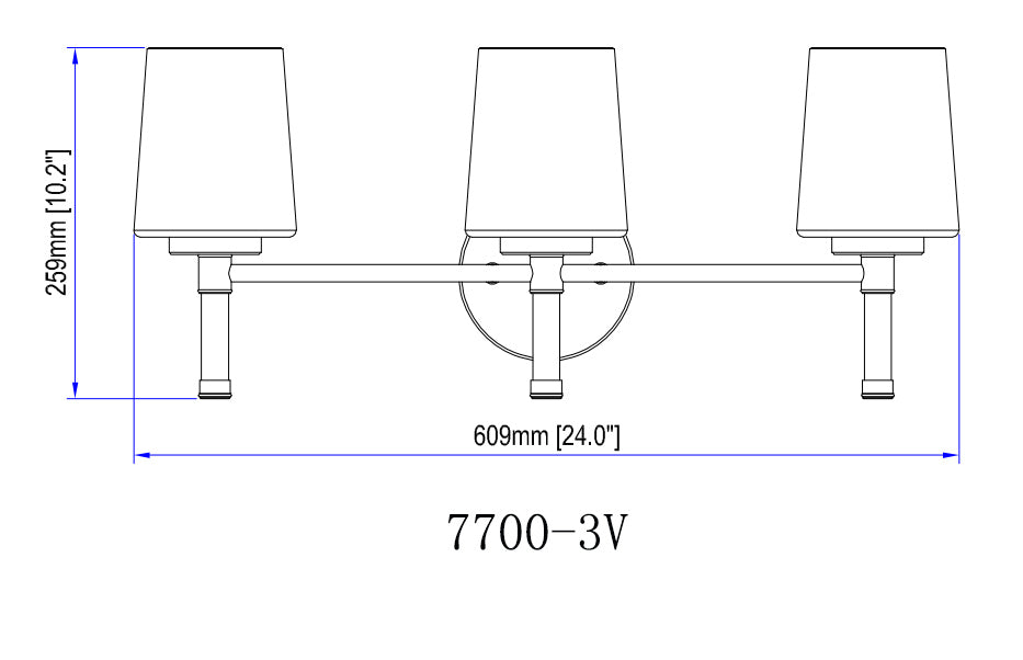 7700-3V-BN - Henri 3 Light 24" Vanity - Brushed Nickel