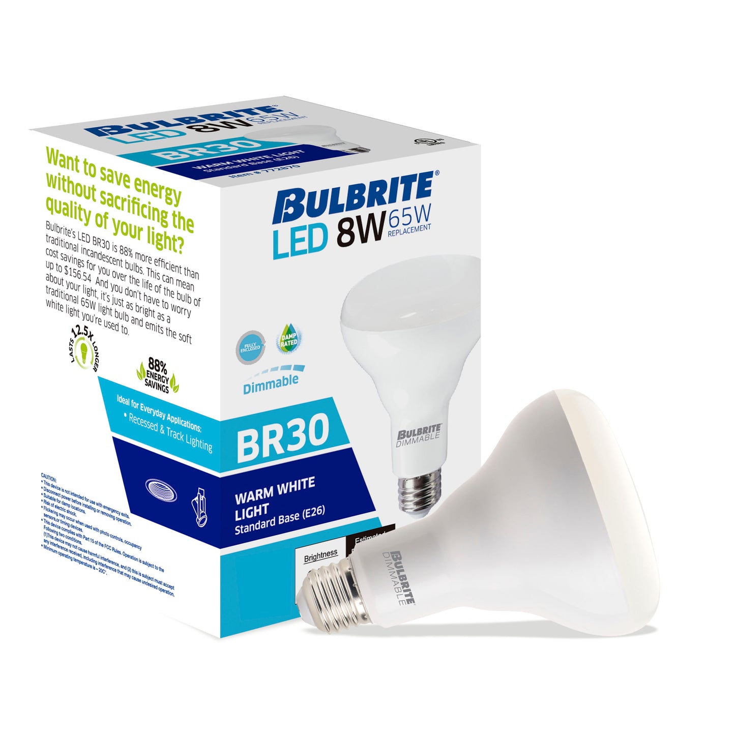 772856 - Dimmable Frost BR30 LED Light Bulb - 8 Watt - 2700K - 4 Pack